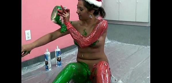  Santa Girl Plays With The Paint